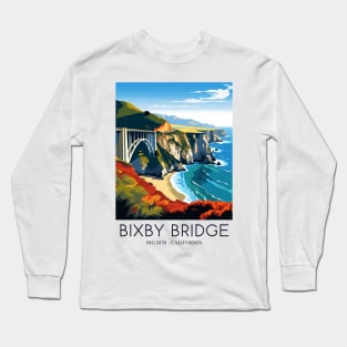 A Pop Art Travel Print of Bixby Bridge in Big Sur - California - US Long Sleeve T-Shirt